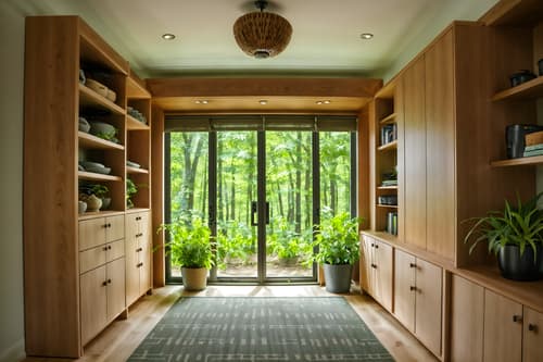 photo from pinterest of biophilic-style interior designed (drop zone interior) with high up storage and cabinets and a bench and storage baskets and wall hooks for coats and storage drawers and shelves for shoes and cubbies. . with cork materials and features of the natural world and images of nature and natural environment and natural shapes and forms and ceramic materials and plants and linen materials. . cinematic photo, highly detailed, cinematic lighting, ultra-detailed, ultrarealistic, photorealism, 8k. trending on pinterest. biophilic interior design style. masterpiece, cinematic light, ultrarealistic+, photorealistic+, 8k, raw photo, realistic, sharp focus on eyes, (symmetrical eyes), (intact eyes), hyperrealistic, highest quality, best quality, , highly detailed, masterpiece, best quality, extremely detailed 8k wallpaper, masterpiece, best quality, ultra-detailed, best shadow, detailed background, detailed face, detailed eyes, high contrast, best illumination, detailed face, dulux, caustic, dynamic angle, detailed glow. dramatic lighting. highly detailed, insanely detailed hair, symmetrical, intricate details, professionally retouched, 8k high definition. strong bokeh. award winning photo.