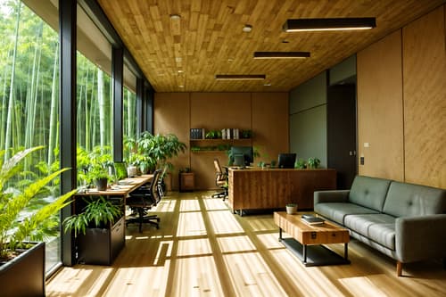 photo from pinterest of biophilic-style interior designed (office interior) with seating area with sofa and office desks and lounge chairs and computer desks and cabinets and plants and desk lamps and windows. . with natural environment and calming style and cork materials and earthy colors and sunlight and natural elements and natural shapes and forms and bamboo materials. . cinematic photo, highly detailed, cinematic lighting, ultra-detailed, ultrarealistic, photorealism, 8k. trending on pinterest. biophilic interior design style. masterpiece, cinematic light, ultrarealistic+, photorealistic+, 8k, raw photo, realistic, sharp focus on eyes, (symmetrical eyes), (intact eyes), hyperrealistic, highest quality, best quality, , highly detailed, masterpiece, best quality, extremely detailed 8k wallpaper, masterpiece, best quality, ultra-detailed, best shadow, detailed background, detailed face, detailed eyes, high contrast, best illumination, detailed face, dulux, caustic, dynamic angle, detailed glow. dramatic lighting. highly detailed, insanely detailed hair, symmetrical, intricate details, professionally retouched, 8k high definition. strong bokeh. award winning photo.