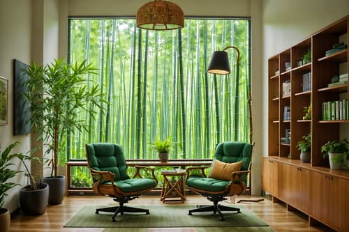 photo from pinterest of biophilic-style interior designed (study room interior) with lounge chair and plant and office chair and bookshelves and writing desk and desk lamp and cabinets and lounge chair. . with images of nature and features of nature and fresh air and bamboo materials and ceramic materials and natural shapes and forms and earthy colors and natural environment. . cinematic photo, highly detailed, cinematic lighting, ultra-detailed, ultrarealistic, photorealism, 8k. trending on pinterest. biophilic interior design style. masterpiece, cinematic light, ultrarealistic+, photorealistic+, 8k, raw photo, realistic, sharp focus on eyes, (symmetrical eyes), (intact eyes), hyperrealistic, highest quality, best quality, , highly detailed, masterpiece, best quality, extremely detailed 8k wallpaper, masterpiece, best quality, ultra-detailed, best shadow, detailed background, detailed face, detailed eyes, high contrast, best illumination, detailed face, dulux, caustic, dynamic angle, detailed glow. dramatic lighting. highly detailed, insanely detailed hair, symmetrical, intricate details, professionally retouched, 8k high definition. strong bokeh. award winning photo.