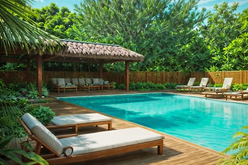 photo from pinterest of biophilic-style designed (outdoor pool area ) with pool lounge chairs and pool and pool lights and pool lounge chairs. . with natural patterns and environmental features and natural shapes and forms and natural elements and plants and sunlight and linen materials and wood materials. . cinematic photo, highly detailed, cinematic lighting, ultra-detailed, ultrarealistic, photorealism, 8k. trending on pinterest. biophilic design style. masterpiece, cinematic light, ultrarealistic+, photorealistic+, 8k, raw photo, realistic, sharp focus on eyes, (symmetrical eyes), (intact eyes), hyperrealistic, highest quality, best quality, , highly detailed, masterpiece, best quality, extremely detailed 8k wallpaper, masterpiece, best quality, ultra-detailed, best shadow, detailed background, detailed face, detailed eyes, high contrast, best illumination, detailed face, dulux, caustic, dynamic angle, detailed glow. dramatic lighting. highly detailed, insanely detailed hair, symmetrical, intricate details, professionally retouched, 8k high definition. strong bokeh. award winning photo.
