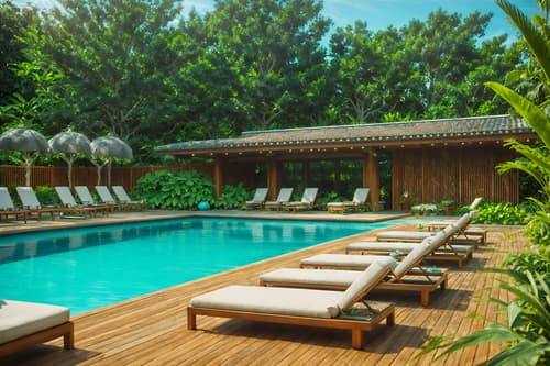 photo from pinterest of biophilic-style designed (outdoor pool area ) with pool lounge chairs and pool and pool lights and pool lounge chairs. . with natural patterns and environmental features and natural shapes and forms and natural elements and plants and sunlight and linen materials and wood materials. . cinematic photo, highly detailed, cinematic lighting, ultra-detailed, ultrarealistic, photorealism, 8k. trending on pinterest. biophilic design style. masterpiece, cinematic light, ultrarealistic+, photorealistic+, 8k, raw photo, realistic, sharp focus on eyes, (symmetrical eyes), (intact eyes), hyperrealistic, highest quality, best quality, , highly detailed, masterpiece, best quality, extremely detailed 8k wallpaper, masterpiece, best quality, ultra-detailed, best shadow, detailed background, detailed face, detailed eyes, high contrast, best illumination, detailed face, dulux, caustic, dynamic angle, detailed glow. dramatic lighting. highly detailed, insanely detailed hair, symmetrical, intricate details, professionally retouched, 8k high definition. strong bokeh. award winning photo.