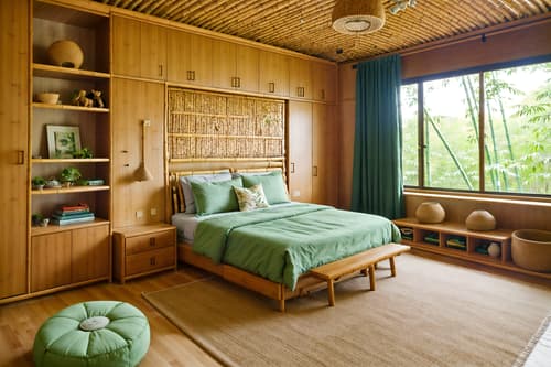 photo from pinterest of biophilic-style interior designed (kids room interior) with storage bench or ottoman and bed and kids desk and accent chair and night light and mirror and headboard and dresser closet. . with bamboo materials and natural elements and ceramic materials and natural environment and calming style and natural shapes and forms and features of nature and cork materials. . cinematic photo, highly detailed, cinematic lighting, ultra-detailed, ultrarealistic, photorealism, 8k. trending on pinterest. biophilic interior design style. masterpiece, cinematic light, ultrarealistic+, photorealistic+, 8k, raw photo, realistic, sharp focus on eyes, (symmetrical eyes), (intact eyes), hyperrealistic, highest quality, best quality, , highly detailed, masterpiece, best quality, extremely detailed 8k wallpaper, masterpiece, best quality, ultra-detailed, best shadow, detailed background, detailed face, detailed eyes, high contrast, best illumination, detailed face, dulux, caustic, dynamic angle, detailed glow. dramatic lighting. highly detailed, insanely detailed hair, symmetrical, intricate details, professionally retouched, 8k high definition. strong bokeh. award winning photo.