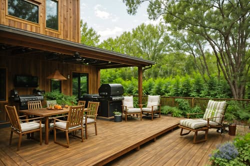photo from pinterest of biophilic-style designed (outdoor patio ) with deck with deck chairs and plant and patio couch with pillows and grass and barbeque or grill and deck with deck chairs. . with wood materials and earthy colors and images of nature and sunlight and natural elements and linen materials and natural shapes and forms and natural environment. . cinematic photo, highly detailed, cinematic lighting, ultra-detailed, ultrarealistic, photorealism, 8k. trending on pinterest. biophilic design style. masterpiece, cinematic light, ultrarealistic+, photorealistic+, 8k, raw photo, realistic, sharp focus on eyes, (symmetrical eyes), (intact eyes), hyperrealistic, highest quality, best quality, , highly detailed, masterpiece, best quality, extremely detailed 8k wallpaper, masterpiece, best quality, ultra-detailed, best shadow, detailed background, detailed face, detailed eyes, high contrast, best illumination, detailed face, dulux, caustic, dynamic angle, detailed glow. dramatic lighting. highly detailed, insanely detailed hair, symmetrical, intricate details, professionally retouched, 8k high definition. strong bokeh. award winning photo.