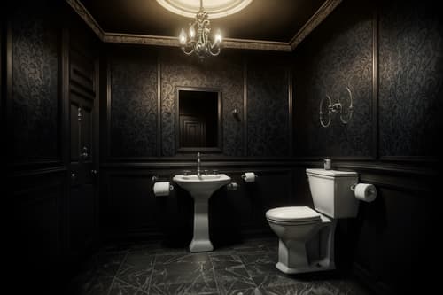 photo from pinterest of gothic-style interior designed (toilet interior) with toilet with toilet seat up and sink with tap and toilet paper hanger and toilet with toilet seat up. . . cinematic photo, highly detailed, cinematic lighting, ultra-detailed, ultrarealistic, photorealism, 8k. trending on pinterest. gothic interior design style. masterpiece, cinematic light, ultrarealistic+, photorealistic+, 8k, raw photo, realistic, sharp focus on eyes, (symmetrical eyes), (intact eyes), hyperrealistic, highest quality, best quality, , highly detailed, masterpiece, best quality, extremely detailed 8k wallpaper, masterpiece, best quality, ultra-detailed, best shadow, detailed background, detailed face, detailed eyes, high contrast, best illumination, detailed face, dulux, caustic, dynamic angle, detailed glow. dramatic lighting. highly detailed, insanely detailed hair, symmetrical, intricate details, professionally retouched, 8k high definition. strong bokeh. award winning photo.