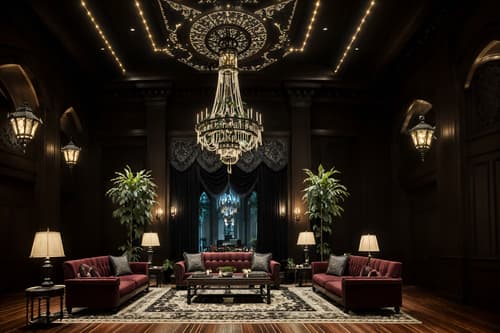 photo from pinterest of gothic-style interior designed (hotel lobby interior) with sofas and coffee tables and lounge chairs and hanging lamps and rug and check in desk and furniture and plant. . . cinematic photo, highly detailed, cinematic lighting, ultra-detailed, ultrarealistic, photorealism, 8k. trending on pinterest. gothic interior design style. masterpiece, cinematic light, ultrarealistic+, photorealistic+, 8k, raw photo, realistic, sharp focus on eyes, (symmetrical eyes), (intact eyes), hyperrealistic, highest quality, best quality, , highly detailed, masterpiece, best quality, extremely detailed 8k wallpaper, masterpiece, best quality, ultra-detailed, best shadow, detailed background, detailed face, detailed eyes, high contrast, best illumination, detailed face, dulux, caustic, dynamic angle, detailed glow. dramatic lighting. highly detailed, insanely detailed hair, symmetrical, intricate details, professionally retouched, 8k high definition. strong bokeh. award winning photo.