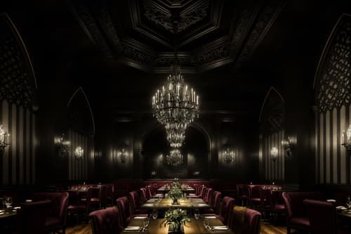 photo from pinterest of gothic-style interior designed (restaurant interior) with restaurant dining tables and restaurant bar and restaurant decor and restaurant chairs and restaurant dining tables. . . cinematic photo, highly detailed, cinematic lighting, ultra-detailed, ultrarealistic, photorealism, 8k. trending on pinterest. gothic interior design style. masterpiece, cinematic light, ultrarealistic+, photorealistic+, 8k, raw photo, realistic, sharp focus on eyes, (symmetrical eyes), (intact eyes), hyperrealistic, highest quality, best quality, , highly detailed, masterpiece, best quality, extremely detailed 8k wallpaper, masterpiece, best quality, ultra-detailed, best shadow, detailed background, detailed face, detailed eyes, high contrast, best illumination, detailed face, dulux, caustic, dynamic angle, detailed glow. dramatic lighting. highly detailed, insanely detailed hair, symmetrical, intricate details, professionally retouched, 8k high definition. strong bokeh. award winning photo.