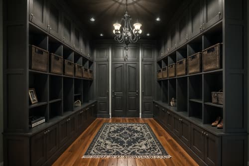 photo from pinterest of gothic-style interior designed (mudroom interior) with cubbies and shelves for shoes and cabinets and high up storage and storage drawers and wall hooks for coats and a bench and storage baskets. . . cinematic photo, highly detailed, cinematic lighting, ultra-detailed, ultrarealistic, photorealism, 8k. trending on pinterest. gothic interior design style. masterpiece, cinematic light, ultrarealistic+, photorealistic+, 8k, raw photo, realistic, sharp focus on eyes, (symmetrical eyes), (intact eyes), hyperrealistic, highest quality, best quality, , highly detailed, masterpiece, best quality, extremely detailed 8k wallpaper, masterpiece, best quality, ultra-detailed, best shadow, detailed background, detailed face, detailed eyes, high contrast, best illumination, detailed face, dulux, caustic, dynamic angle, detailed glow. dramatic lighting. highly detailed, insanely detailed hair, symmetrical, intricate details, professionally retouched, 8k high definition. strong bokeh. award winning photo.