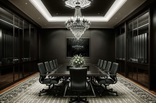 photo from pinterest of gothic-style interior designed (meeting room interior) with boardroom table and glass walls and painting or photo on wall and vase and plant and office chairs and glass doors and cabinets. . . cinematic photo, highly detailed, cinematic lighting, ultra-detailed, ultrarealistic, photorealism, 8k. trending on pinterest. gothic interior design style. masterpiece, cinematic light, ultrarealistic+, photorealistic+, 8k, raw photo, realistic, sharp focus on eyes, (symmetrical eyes), (intact eyes), hyperrealistic, highest quality, best quality, , highly detailed, masterpiece, best quality, extremely detailed 8k wallpaper, masterpiece, best quality, ultra-detailed, best shadow, detailed background, detailed face, detailed eyes, high contrast, best illumination, detailed face, dulux, caustic, dynamic angle, detailed glow. dramatic lighting. highly detailed, insanely detailed hair, symmetrical, intricate details, professionally retouched, 8k high definition. strong bokeh. award winning photo.
