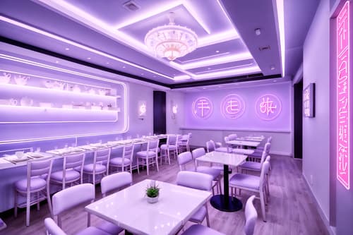 photo from pinterest of vaporwave-style interior designed (restaurant interior) with restaurant dining tables and restaurant decor and restaurant bar and restaurant chairs and restaurant dining tables. . with purple lights and japanese letters on wall and neon glow and japanese letters on wall and white roman statues, white roman sculptures, white roman columns, white roman pillars in the center of the room, and hanging plants and palm trees and purple lights. . cinematic photo, highly detailed, cinematic lighting, ultra-detailed, ultrarealistic, photorealism, 8k. trending on pinterest. vaporwave interior design style. masterpiece, cinematic light, ultrarealistic+, photorealistic+, 8k, raw photo, realistic, sharp focus on eyes, (symmetrical eyes), (intact eyes), hyperrealistic, highest quality, best quality, , highly detailed, masterpiece, best quality, extremely detailed 8k wallpaper, masterpiece, best quality, ultra-detailed, best shadow, detailed background, detailed face, detailed eyes, high contrast, best illumination, detailed face, dulux, caustic, dynamic angle, detailed glow. dramatic lighting. highly detailed, insanely detailed hair, symmetrical, intricate details, professionally retouched, 8k high definition. strong bokeh. award winning photo.