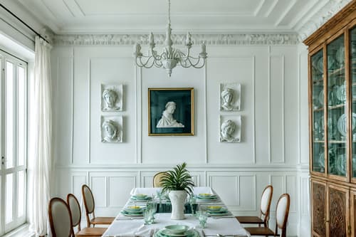 photo from pinterest of vaporwave-style interior designed (dining room interior) with bookshelves and table cloth and plates, cutlery and glasses on dining table and dining table and painting or photo on wall and vase and dining table chairs and plant. . with washed out colors and palm trees and white roman statues, white roman sculptures, white roman columns, white roman pillars in the center of the room, and teal colors and palm trees and neon glow and white square bathroom tiles and neon glow. . cinematic photo, highly detailed, cinematic lighting, ultra-detailed, ultrarealistic, photorealism, 8k. trending on pinterest. vaporwave interior design style. masterpiece, cinematic light, ultrarealistic+, photorealistic+, 8k, raw photo, realistic, sharp focus on eyes, (symmetrical eyes), (intact eyes), hyperrealistic, highest quality, best quality, , highly detailed, masterpiece, best quality, extremely detailed 8k wallpaper, masterpiece, best quality, ultra-detailed, best shadow, detailed background, detailed face, detailed eyes, high contrast, best illumination, detailed face, dulux, caustic, dynamic angle, detailed glow. dramatic lighting. highly detailed, insanely detailed hair, symmetrical, intricate details, professionally retouched, 8k high definition. strong bokeh. award winning photo.