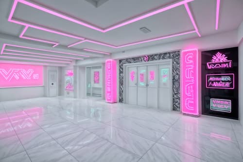 photo from pinterest of vaporwave-style interior designed (gaming room interior) . with white square bathroom tiles and bright pink and neon glow and 1980s retail shops and palm trees and japanese letters on wall and palm trees and white roman statues, white roman sculptures, white roman columns, white roman pillars in the center of the room,. . cinematic photo, highly detailed, cinematic lighting, ultra-detailed, ultrarealistic, photorealism, 8k. trending on pinterest. vaporwave interior design style. masterpiece, cinematic light, ultrarealistic+, photorealistic+, 8k, raw photo, realistic, sharp focus on eyes, (symmetrical eyes), (intact eyes), hyperrealistic, highest quality, best quality, , highly detailed, masterpiece, best quality, extremely detailed 8k wallpaper, masterpiece, best quality, ultra-detailed, best shadow, detailed background, detailed face, detailed eyes, high contrast, best illumination, detailed face, dulux, caustic, dynamic angle, detailed glow. dramatic lighting. highly detailed, insanely detailed hair, symmetrical, intricate details, professionally retouched, 8k high definition. strong bokeh. award winning photo.