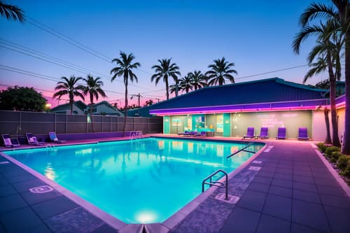 photo from pinterest of vaporwave-style designed (outdoor pool area ) with pool lights and pool and pool lounge chairs and pool lights. . with purple lights and purple lights and japanese letters on wall and 1980s retail shops and white square bathroom tiles and japanese letters on wall and baby blue and palm trees. . cinematic photo, highly detailed, cinematic lighting, ultra-detailed, ultrarealistic, photorealism, 8k. trending on pinterest. vaporwave design style. masterpiece, cinematic light, ultrarealistic+, photorealistic+, 8k, raw photo, realistic, sharp focus on eyes, (symmetrical eyes), (intact eyes), hyperrealistic, highest quality, best quality, , highly detailed, masterpiece, best quality, extremely detailed 8k wallpaper, masterpiece, best quality, ultra-detailed, best shadow, detailed background, detailed face, detailed eyes, high contrast, best illumination, detailed face, dulux, caustic, dynamic angle, detailed glow. dramatic lighting. highly detailed, insanely detailed hair, symmetrical, intricate details, professionally retouched, 8k high definition. strong bokeh. award winning photo.