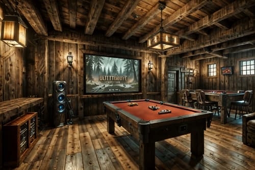 photo from pinterest of rustic-style interior designed (gaming room interior) . with . . cinematic photo, highly detailed, cinematic lighting, ultra-detailed, ultrarealistic, photorealism, 8k. trending on pinterest. rustic interior design style. masterpiece, cinematic light, ultrarealistic+, photorealistic+, 8k, raw photo, realistic, sharp focus on eyes, (symmetrical eyes), (intact eyes), hyperrealistic, highest quality, best quality, , highly detailed, masterpiece, best quality, extremely detailed 8k wallpaper, masterpiece, best quality, ultra-detailed, best shadow, detailed background, detailed face, detailed eyes, high contrast, best illumination, detailed face, dulux, caustic, dynamic angle, detailed glow. dramatic lighting. highly detailed, insanely detailed hair, symmetrical, intricate details, professionally retouched, 8k high definition. strong bokeh. award winning photo.