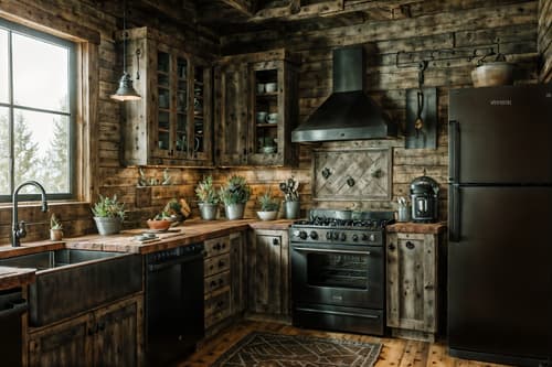 photo from pinterest of rustic-style interior designed (kitchen interior) with plant and worktops and stove and refrigerator and sink and kitchen cabinets and plant. . with . . cinematic photo, highly detailed, cinematic lighting, ultra-detailed, ultrarealistic, photorealism, 8k. trending on pinterest. rustic interior design style. masterpiece, cinematic light, ultrarealistic+, photorealistic+, 8k, raw photo, realistic, sharp focus on eyes, (symmetrical eyes), (intact eyes), hyperrealistic, highest quality, best quality, , highly detailed, masterpiece, best quality, extremely detailed 8k wallpaper, masterpiece, best quality, ultra-detailed, best shadow, detailed background, detailed face, detailed eyes, high contrast, best illumination, detailed face, dulux, caustic, dynamic angle, detailed glow. dramatic lighting. highly detailed, insanely detailed hair, symmetrical, intricate details, professionally retouched, 8k high definition. strong bokeh. award winning photo.
