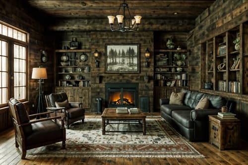 photo from pinterest of rustic-style interior designed (living room interior) with sofa and furniture and rug and bookshelves and coffee tables and televisions and chairs and electric lamps. . with . . cinematic photo, highly detailed, cinematic lighting, ultra-detailed, ultrarealistic, photorealism, 8k. trending on pinterest. rustic interior design style. masterpiece, cinematic light, ultrarealistic+, photorealistic+, 8k, raw photo, realistic, sharp focus on eyes, (symmetrical eyes), (intact eyes), hyperrealistic, highest quality, best quality, , highly detailed, masterpiece, best quality, extremely detailed 8k wallpaper, masterpiece, best quality, ultra-detailed, best shadow, detailed background, detailed face, detailed eyes, high contrast, best illumination, detailed face, dulux, caustic, dynamic angle, detailed glow. dramatic lighting. highly detailed, insanely detailed hair, symmetrical, intricate details, professionally retouched, 8k high definition. strong bokeh. award winning photo.