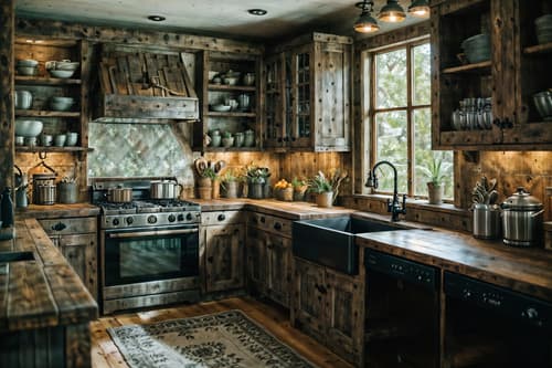 photo from pinterest of rustic-style interior designed (kitchen living combo interior) with sink and stove and plant and worktops and plant and bookshelves and kitchen cabinets and occasional tables. . with . . cinematic photo, highly detailed, cinematic lighting, ultra-detailed, ultrarealistic, photorealism, 8k. trending on pinterest. rustic interior design style. masterpiece, cinematic light, ultrarealistic+, photorealistic+, 8k, raw photo, realistic, sharp focus on eyes, (symmetrical eyes), (intact eyes), hyperrealistic, highest quality, best quality, , highly detailed, masterpiece, best quality, extremely detailed 8k wallpaper, masterpiece, best quality, ultra-detailed, best shadow, detailed background, detailed face, detailed eyes, high contrast, best illumination, detailed face, dulux, caustic, dynamic angle, detailed glow. dramatic lighting. highly detailed, insanely detailed hair, symmetrical, intricate details, professionally retouched, 8k high definition. strong bokeh. award winning photo.