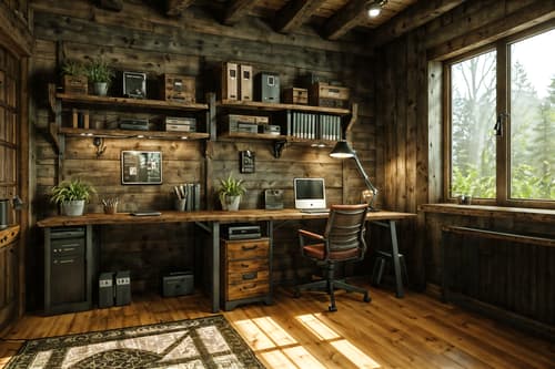 photo from pinterest of rustic-style interior designed (home office interior) with computer desk and office chair and desk lamp and plant and cabinets and computer desk. . with . . cinematic photo, highly detailed, cinematic lighting, ultra-detailed, ultrarealistic, photorealism, 8k. trending on pinterest. rustic interior design style. masterpiece, cinematic light, ultrarealistic+, photorealistic+, 8k, raw photo, realistic, sharp focus on eyes, (symmetrical eyes), (intact eyes), hyperrealistic, highest quality, best quality, , highly detailed, masterpiece, best quality, extremely detailed 8k wallpaper, masterpiece, best quality, ultra-detailed, best shadow, detailed background, detailed face, detailed eyes, high contrast, best illumination, detailed face, dulux, caustic, dynamic angle, detailed glow. dramatic lighting. highly detailed, insanely detailed hair, symmetrical, intricate details, professionally retouched, 8k high definition. strong bokeh. award winning photo.