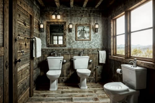 photo from pinterest of rustic-style interior designed (toilet interior) with sink with tap and toilet with toilet seat up and toilet paper hanger and sink with tap. . with . . cinematic photo, highly detailed, cinematic lighting, ultra-detailed, ultrarealistic, photorealism, 8k. trending on pinterest. rustic interior design style. masterpiece, cinematic light, ultrarealistic+, photorealistic+, 8k, raw photo, realistic, sharp focus on eyes, (symmetrical eyes), (intact eyes), hyperrealistic, highest quality, best quality, , highly detailed, masterpiece, best quality, extremely detailed 8k wallpaper, masterpiece, best quality, ultra-detailed, best shadow, detailed background, detailed face, detailed eyes, high contrast, best illumination, detailed face, dulux, caustic, dynamic angle, detailed glow. dramatic lighting. highly detailed, insanely detailed hair, symmetrical, intricate details, professionally retouched, 8k high definition. strong bokeh. award winning photo.