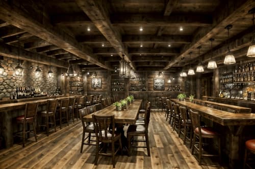 photo from pinterest of rustic-style interior designed (restaurant interior) with restaurant decor and restaurant bar and restaurant chairs and restaurant dining tables and restaurant decor. . with . . cinematic photo, highly detailed, cinematic lighting, ultra-detailed, ultrarealistic, photorealism, 8k. trending on pinterest. rustic interior design style. masterpiece, cinematic light, ultrarealistic+, photorealistic+, 8k, raw photo, realistic, sharp focus on eyes, (symmetrical eyes), (intact eyes), hyperrealistic, highest quality, best quality, , highly detailed, masterpiece, best quality, extremely detailed 8k wallpaper, masterpiece, best quality, ultra-detailed, best shadow, detailed background, detailed face, detailed eyes, high contrast, best illumination, detailed face, dulux, caustic, dynamic angle, detailed glow. dramatic lighting. highly detailed, insanely detailed hair, symmetrical, intricate details, professionally retouched, 8k high definition. strong bokeh. award winning photo.