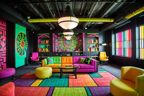 photo from pinterest of maximalist-style interior designed (coworking space interior) with lounge chairs and office desks and office chairs and seating area with sofa and lounge chairs. . with bold design and playful and bold colors and eye-catching and vibrant and bold patterns and over-the-top aesthetic and bold creativity. . cinematic photo, highly detailed, cinematic lighting, ultra-detailed, ultrarealistic, photorealism, 8k. trending on pinterest. maximalist interior design style. masterpiece, cinematic light, ultrarealistic+, photorealistic+, 8k, raw photo, realistic, sharp focus on eyes, (symmetrical eyes), (intact eyes), hyperrealistic, highest quality, best quality, , highly detailed, masterpiece, best quality, extremely detailed 8k wallpaper, masterpiece, best quality, ultra-detailed, best shadow, detailed background, detailed face, detailed eyes, high contrast, best illumination, detailed face, dulux, caustic, dynamic angle, detailed glow. dramatic lighting. highly detailed, insanely detailed hair, symmetrical, intricate details, professionally retouched, 8k high definition. strong bokeh. award winning photo.