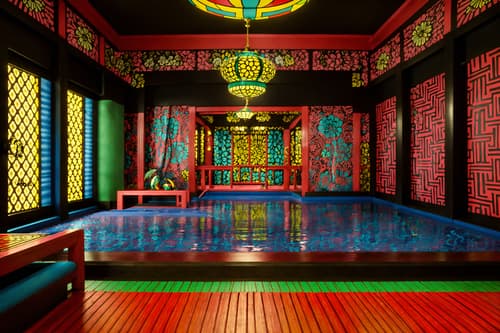 photo from pinterest of maximalist-style interior designed (onsen interior) . with playful and bold colors and vibrant and bold patterns and eye-catching and bold design and bold creativity and more is more philosophy. . cinematic photo, highly detailed, cinematic lighting, ultra-detailed, ultrarealistic, photorealism, 8k. trending on pinterest. maximalist interior design style. masterpiece, cinematic light, ultrarealistic+, photorealistic+, 8k, raw photo, realistic, sharp focus on eyes, (symmetrical eyes), (intact eyes), hyperrealistic, highest quality, best quality, , highly detailed, masterpiece, best quality, extremely detailed 8k wallpaper, masterpiece, best quality, ultra-detailed, best shadow, detailed background, detailed face, detailed eyes, high contrast, best illumination, detailed face, dulux, caustic, dynamic angle, detailed glow. dramatic lighting. highly detailed, insanely detailed hair, symmetrical, intricate details, professionally retouched, 8k high definition. strong bokeh. award winning photo.