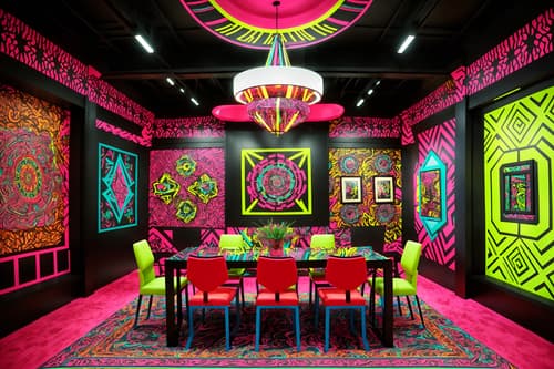 photo from pinterest of maximalist-style interior designed (exhibition space interior) . with bold design and bold colors and over-the-top aesthetic and eye-catching and vibrant and bold patterns and playful and bold creativity. . cinematic photo, highly detailed, cinematic lighting, ultra-detailed, ultrarealistic, photorealism, 8k. trending on pinterest. maximalist interior design style. masterpiece, cinematic light, ultrarealistic+, photorealistic+, 8k, raw photo, realistic, sharp focus on eyes, (symmetrical eyes), (intact eyes), hyperrealistic, highest quality, best quality, , highly detailed, masterpiece, best quality, extremely detailed 8k wallpaper, masterpiece, best quality, ultra-detailed, best shadow, detailed background, detailed face, detailed eyes, high contrast, best illumination, detailed face, dulux, caustic, dynamic angle, detailed glow. dramatic lighting. highly detailed, insanely detailed hair, symmetrical, intricate details, professionally retouched, 8k high definition. strong bokeh. award winning photo.