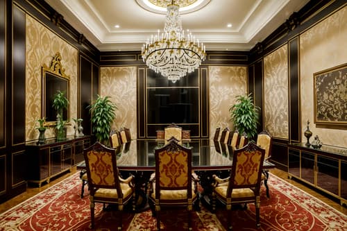 photo from pinterest of baroque-style interior designed (meeting room interior) with glass walls and boardroom table and cabinets and painting or photo on wall and vase and office chairs and plant and glass doors. . with dynamism and sensuous richness and heavy moldings and twisted columns and opulent and colossal furniture and luxurious floral and damask fabrics and crystal and glass accents and emotional exuberance. . cinematic photo, highly detailed, cinematic lighting, ultra-detailed, ultrarealistic, photorealism, 8k. trending on pinterest. baroque interior design style. masterpiece, cinematic light, ultrarealistic+, photorealistic+, 8k, raw photo, realistic, sharp focus on eyes, (symmetrical eyes), (intact eyes), hyperrealistic, highest quality, best quality, , highly detailed, masterpiece, best quality, extremely detailed 8k wallpaper, masterpiece, best quality, ultra-detailed, best shadow, detailed background, detailed face, detailed eyes, high contrast, best illumination, detailed face, dulux, caustic, dynamic angle, detailed glow. dramatic lighting. highly detailed, insanely detailed hair, symmetrical, intricate details, professionally retouched, 8k high definition. strong bokeh. award winning photo.