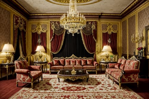 photo from pinterest of baroque-style interior designed (living room interior) with rug and chairs and electric lamps and furniture and televisions and occasional tables and sofa and plant. . with grandeur and luxurious floral and damask fabrics and tension and elaborate ornamentation and drama and opulent and colossal furniture and heavy moldings and emotional exuberance. . cinematic photo, highly detailed, cinematic lighting, ultra-detailed, ultrarealistic, photorealism, 8k. trending on pinterest. baroque interior design style. masterpiece, cinematic light, ultrarealistic+, photorealistic+, 8k, raw photo, realistic, sharp focus on eyes, (symmetrical eyes), (intact eyes), hyperrealistic, highest quality, best quality, , highly detailed, masterpiece, best quality, extremely detailed 8k wallpaper, masterpiece, best quality, ultra-detailed, best shadow, detailed background, detailed face, detailed eyes, high contrast, best illumination, detailed face, dulux, caustic, dynamic angle, detailed glow. dramatic lighting. highly detailed, insanely detailed hair, symmetrical, intricate details, professionally retouched, 8k high definition. strong bokeh. award winning photo.