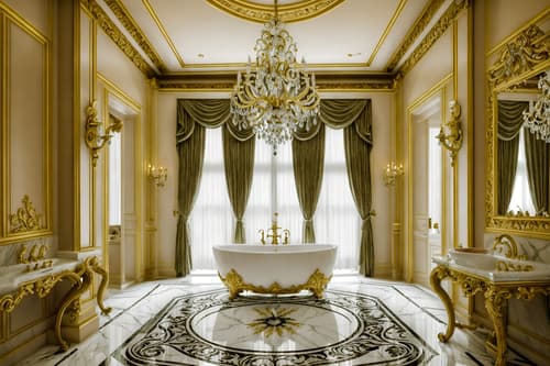 photo from pinterest of baroque-style interior designed (hotel bathroom interior) with bath towel and plant and bathtub and bathroom sink with faucet and toilet seat and bathroom cabinet and shower and mirror. . with intricate carvings and ornaments and dynamism and emotional exuberance and movement and drama and expensive and plush flooring and crystal and glass accents and twisted columns. . cinematic photo, highly detailed, cinematic lighting, ultra-detailed, ultrarealistic, photorealism, 8k. trending on pinterest. baroque interior design style. masterpiece, cinematic light, ultrarealistic+, photorealistic+, 8k, raw photo, realistic, sharp focus on eyes, (symmetrical eyes), (intact eyes), hyperrealistic, highest quality, best quality, , highly detailed, masterpiece, best quality, extremely detailed 8k wallpaper, masterpiece, best quality, ultra-detailed, best shadow, detailed background, detailed face, detailed eyes, high contrast, best illumination, detailed face, dulux, caustic, dynamic angle, detailed glow. dramatic lighting. highly detailed, insanely detailed hair, symmetrical, intricate details, professionally retouched, 8k high definition. strong bokeh. award winning photo.