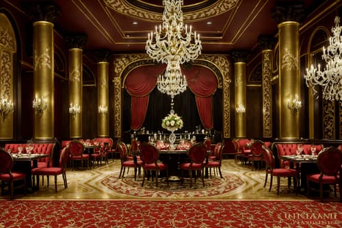 photo from pinterest of baroque-style interior designed (restaurant interior) with restaurant decor and restaurant bar and restaurant chairs and restaurant dining tables and restaurant decor. . with elaborate ornamentation and twisted columns and grandeur and emotional exuberance and crystal and glass accents and expensive and plush flooring and luxurious floral and damask fabrics and intricate carvings and ornaments. . cinematic photo, highly detailed, cinematic lighting, ultra-detailed, ultrarealistic, photorealism, 8k. trending on pinterest. baroque interior design style. masterpiece, cinematic light, ultrarealistic+, photorealistic+, 8k, raw photo, realistic, sharp focus on eyes, (symmetrical eyes), (intact eyes), hyperrealistic, highest quality, best quality, , highly detailed, masterpiece, best quality, extremely detailed 8k wallpaper, masterpiece, best quality, ultra-detailed, best shadow, detailed background, detailed face, detailed eyes, high contrast, best illumination, detailed face, dulux, caustic, dynamic angle, detailed glow. dramatic lighting. highly detailed, insanely detailed hair, symmetrical, intricate details, professionally retouched, 8k high definition. strong bokeh. award winning photo.