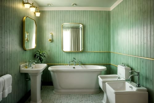 photo from pinterest of retro-style interior designed (hotel bathroom interior) with shower and bath rail and mirror and bathtub and waste basket and plant and toilet seat and bathroom sink with faucet. . . cinematic photo, highly detailed, cinematic lighting, ultra-detailed, ultrarealistic, photorealism, 8k. trending on pinterest. retro interior design style. masterpiece, cinematic light, ultrarealistic+, photorealistic+, 8k, raw photo, realistic, sharp focus on eyes, (symmetrical eyes), (intact eyes), hyperrealistic, highest quality, best quality, , highly detailed, masterpiece, best quality, extremely detailed 8k wallpaper, masterpiece, best quality, ultra-detailed, best shadow, detailed background, detailed face, detailed eyes, high contrast, best illumination, detailed face, dulux, caustic, dynamic angle, detailed glow. dramatic lighting. highly detailed, insanely detailed hair, symmetrical, intricate details, professionally retouched, 8k high definition. strong bokeh. award winning photo.