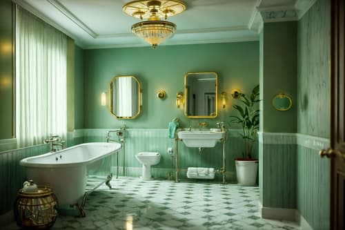 photo from pinterest of retro-style interior designed (hotel bathroom interior) with shower and bath rail and mirror and bathtub and waste basket and plant and toilet seat and bathroom sink with faucet. . . cinematic photo, highly detailed, cinematic lighting, ultra-detailed, ultrarealistic, photorealism, 8k. trending on pinterest. retro interior design style. masterpiece, cinematic light, ultrarealistic+, photorealistic+, 8k, raw photo, realistic, sharp focus on eyes, (symmetrical eyes), (intact eyes), hyperrealistic, highest quality, best quality, , highly detailed, masterpiece, best quality, extremely detailed 8k wallpaper, masterpiece, best quality, ultra-detailed, best shadow, detailed background, detailed face, detailed eyes, high contrast, best illumination, detailed face, dulux, caustic, dynamic angle, detailed glow. dramatic lighting. highly detailed, insanely detailed hair, symmetrical, intricate details, professionally retouched, 8k high definition. strong bokeh. award winning photo.