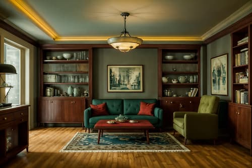 photo from pinterest of retro-style interior designed (kitchen living combo interior) with occasional tables and sofa and sink and coffee tables and rug and chairs and worktops and bookshelves. . . cinematic photo, highly detailed, cinematic lighting, ultra-detailed, ultrarealistic, photorealism, 8k. trending on pinterest. retro interior design style. masterpiece, cinematic light, ultrarealistic+, photorealistic+, 8k, raw photo, realistic, sharp focus on eyes, (symmetrical eyes), (intact eyes), hyperrealistic, highest quality, best quality, , highly detailed, masterpiece, best quality, extremely detailed 8k wallpaper, masterpiece, best quality, ultra-detailed, best shadow, detailed background, detailed face, detailed eyes, high contrast, best illumination, detailed face, dulux, caustic, dynamic angle, detailed glow. dramatic lighting. highly detailed, insanely detailed hair, symmetrical, intricate details, professionally retouched, 8k high definition. strong bokeh. award winning photo.