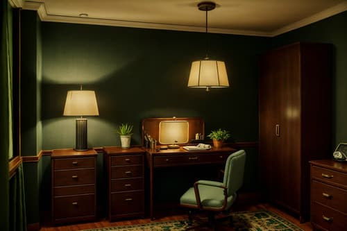 photo from pinterest of retro-style interior designed (hotel room interior) with dresser closet and hotel bathroom and storage bench or ottoman and working desk with desk chair and night light and bedside table or night stand and plant and bed. . . cinematic photo, highly detailed, cinematic lighting, ultra-detailed, ultrarealistic, photorealism, 8k. trending on pinterest. retro interior design style. masterpiece, cinematic light, ultrarealistic+, photorealistic+, 8k, raw photo, realistic, sharp focus on eyes, (symmetrical eyes), (intact eyes), hyperrealistic, highest quality, best quality, , highly detailed, masterpiece, best quality, extremely detailed 8k wallpaper, masterpiece, best quality, ultra-detailed, best shadow, detailed background, detailed face, detailed eyes, high contrast, best illumination, detailed face, dulux, caustic, dynamic angle, detailed glow. dramatic lighting. highly detailed, insanely detailed hair, symmetrical, intricate details, professionally retouched, 8k high definition. strong bokeh. award winning photo.
