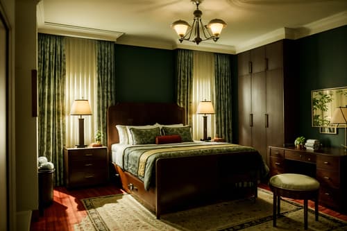 photo from pinterest of retro-style interior designed (hotel room interior) with dresser closet and hotel bathroom and storage bench or ottoman and working desk with desk chair and night light and bedside table or night stand and plant and bed. . . cinematic photo, highly detailed, cinematic lighting, ultra-detailed, ultrarealistic, photorealism, 8k. trending on pinterest. retro interior design style. masterpiece, cinematic light, ultrarealistic+, photorealistic+, 8k, raw photo, realistic, sharp focus on eyes, (symmetrical eyes), (intact eyes), hyperrealistic, highest quality, best quality, , highly detailed, masterpiece, best quality, extremely detailed 8k wallpaper, masterpiece, best quality, ultra-detailed, best shadow, detailed background, detailed face, detailed eyes, high contrast, best illumination, detailed face, dulux, caustic, dynamic angle, detailed glow. dramatic lighting. highly detailed, insanely detailed hair, symmetrical, intricate details, professionally retouched, 8k high definition. strong bokeh. award winning photo.