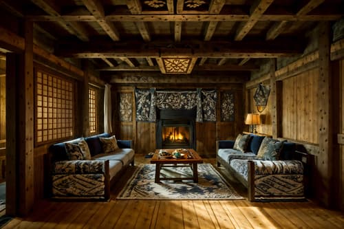 photo from pinterest of ski chalet-style interior designed (onsen interior) . with nature-inspired and richly patterned fabrics and mountain-inspired and exposed construction beams and layered textiles and animal furs and decorative carving and mouldings and wooden walls. . cinematic photo, highly detailed, cinematic lighting, ultra-detailed, ultrarealistic, photorealism, 8k. trending on pinterest. ski chalet interior design style. masterpiece, cinematic light, ultrarealistic+, photorealistic+, 8k, raw photo, realistic, sharp focus on eyes, (symmetrical eyes), (intact eyes), hyperrealistic, highest quality, best quality, , highly detailed, masterpiece, best quality, extremely detailed 8k wallpaper, masterpiece, best quality, ultra-detailed, best shadow, detailed background, detailed face, detailed eyes, high contrast, best illumination, detailed face, dulux, caustic, dynamic angle, detailed glow. dramatic lighting. highly detailed, insanely detailed hair, symmetrical, intricate details, professionally retouched, 8k high definition. strong bokeh. award winning photo.