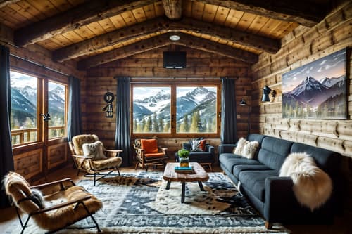 photo from pinterest of ski chalet-style interior designed (coworking space interior) with lounge chairs and seating area with sofa and office chairs and office desks and lounge chairs. . with layered textiles and wooden logs and ski-themed decor and exposed construction beams and mountain-inspired and animal rugs and animal furs and wooden walls. . cinematic photo, highly detailed, cinematic lighting, ultra-detailed, ultrarealistic, photorealism, 8k. trending on pinterest. ski chalet interior design style. masterpiece, cinematic light, ultrarealistic+, photorealistic+, 8k, raw photo, realistic, sharp focus on eyes, (symmetrical eyes), (intact eyes), hyperrealistic, highest quality, best quality, , highly detailed, masterpiece, best quality, extremely detailed 8k wallpaper, masterpiece, best quality, ultra-detailed, best shadow, detailed background, detailed face, detailed eyes, high contrast, best illumination, detailed face, dulux, caustic, dynamic angle, detailed glow. dramatic lighting. highly detailed, insanely detailed hair, symmetrical, intricate details, professionally retouched, 8k high definition. strong bokeh. award winning photo.