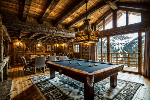 photo from pinterest of ski chalet-style interior designed (gaming room interior) . with animal furs and animal motifs and nature-inspired and exposed timber and wood beams and wooden walls and rustic and richly patterned fabrics. . cinematic photo, highly detailed, cinematic lighting, ultra-detailed, ultrarealistic, photorealism, 8k. trending on pinterest. ski chalet interior design style. masterpiece, cinematic light, ultrarealistic+, photorealistic+, 8k, raw photo, realistic, sharp focus on eyes, (symmetrical eyes), (intact eyes), hyperrealistic, highest quality, best quality, , highly detailed, masterpiece, best quality, extremely detailed 8k wallpaper, masterpiece, best quality, ultra-detailed, best shadow, detailed background, detailed face, detailed eyes, high contrast, best illumination, detailed face, dulux, caustic, dynamic angle, detailed glow. dramatic lighting. highly detailed, insanely detailed hair, symmetrical, intricate details, professionally retouched, 8k high definition. strong bokeh. award winning photo.