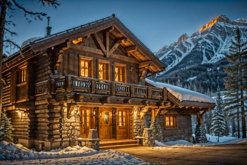 photo from pinterest of ski chalet-style exterior designed (house exterior exterior) . with exposed wood and wood beams and mountain-inspired and hanging wall elk antler and window with mountain views and animal motifs and exposed timber and stone fireplace. . cinematic photo, highly detailed, cinematic lighting, ultra-detailed, ultrarealistic, photorealism, 8k. trending on pinterest. ski chalet exterior design style. masterpiece, cinematic light, ultrarealistic+, photorealistic+, 8k, raw photo, realistic, sharp focus on eyes, (symmetrical eyes), (intact eyes), hyperrealistic, highest quality, best quality, , highly detailed, masterpiece, best quality, extremely detailed 8k wallpaper, masterpiece, best quality, ultra-detailed, best shadow, detailed background, detailed face, detailed eyes, high contrast, best illumination, detailed face, dulux, caustic, dynamic angle, detailed glow. dramatic lighting. highly detailed, insanely detailed hair, symmetrical, intricate details, professionally retouched, 8k high definition. strong bokeh. award winning photo.