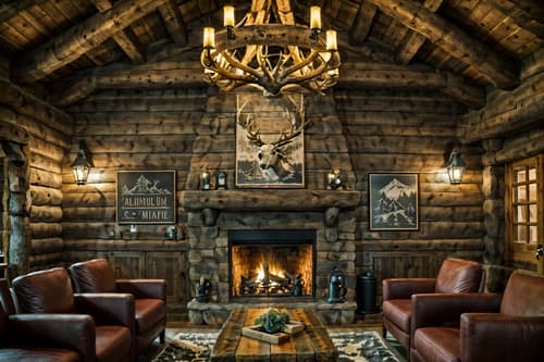 photo from pinterest of ski chalet-style interior designed (coffee shop interior) . with wood beams and stone fireplace and ski-themed decor and wooden walls and animal motifs and hanging wall elk antler and wooden logs and animal furs. . cinematic photo, highly detailed, cinematic lighting, ultra-detailed, ultrarealistic, photorealism, 8k. trending on pinterest. ski chalet interior design style. masterpiece, cinematic light, ultrarealistic+, photorealistic+, 8k, raw photo, realistic, sharp focus on eyes, (symmetrical eyes), (intact eyes), hyperrealistic, highest quality, best quality, , highly detailed, masterpiece, best quality, extremely detailed 8k wallpaper, masterpiece, best quality, ultra-detailed, best shadow, detailed background, detailed face, detailed eyes, high contrast, best illumination, detailed face, dulux, caustic, dynamic angle, detailed glow. dramatic lighting. highly detailed, insanely detailed hair, symmetrical, intricate details, professionally retouched, 8k high definition. strong bokeh. award winning photo.