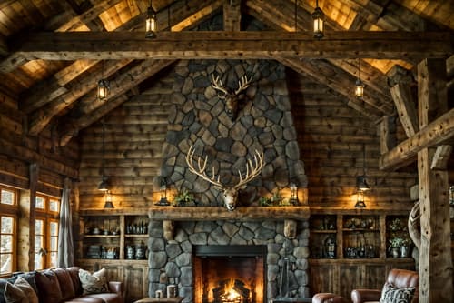 photo from pinterest of ski chalet-style interior designed (coffee shop interior) . with wood beams and stone fireplace and ski-themed decor and wooden walls and animal motifs and hanging wall elk antler and wooden logs and animal furs. . cinematic photo, highly detailed, cinematic lighting, ultra-detailed, ultrarealistic, photorealism, 8k. trending on pinterest. ski chalet interior design style. masterpiece, cinematic light, ultrarealistic+, photorealistic+, 8k, raw photo, realistic, sharp focus on eyes, (symmetrical eyes), (intact eyes), hyperrealistic, highest quality, best quality, , highly detailed, masterpiece, best quality, extremely detailed 8k wallpaper, masterpiece, best quality, ultra-detailed, best shadow, detailed background, detailed face, detailed eyes, high contrast, best illumination, detailed face, dulux, caustic, dynamic angle, detailed glow. dramatic lighting. highly detailed, insanely detailed hair, symmetrical, intricate details, professionally retouched, 8k high definition. strong bokeh. award winning photo.