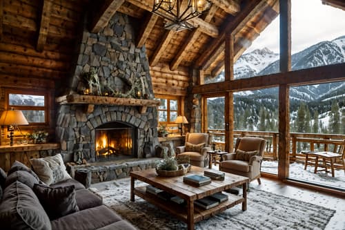 photo from pinterest of ski chalet-style interior designed (clothing store interior) . with nature-inspired and exposed construction beams and window with mountain views and stone fireplace and layered textiles and exposed wood and stone fireplace and animal motifs. . cinematic photo, highly detailed, cinematic lighting, ultra-detailed, ultrarealistic, photorealism, 8k. trending on pinterest. ski chalet interior design style. masterpiece, cinematic light, ultrarealistic+, photorealistic+, 8k, raw photo, realistic, sharp focus on eyes, (symmetrical eyes), (intact eyes), hyperrealistic, highest quality, best quality, , highly detailed, masterpiece, best quality, extremely detailed 8k wallpaper, masterpiece, best quality, ultra-detailed, best shadow, detailed background, detailed face, detailed eyes, high contrast, best illumination, detailed face, dulux, caustic, dynamic angle, detailed glow. dramatic lighting. highly detailed, insanely detailed hair, symmetrical, intricate details, professionally retouched, 8k high definition. strong bokeh. award winning photo.