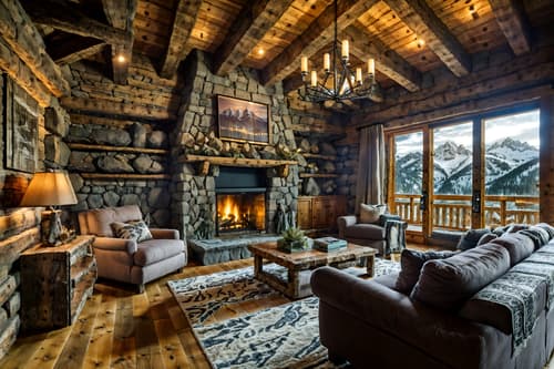 photo from pinterest of ski chalet-style interior designed (clothing store interior) . with nature-inspired and exposed construction beams and window with mountain views and stone fireplace and layered textiles and exposed wood and stone fireplace and animal motifs. . cinematic photo, highly detailed, cinematic lighting, ultra-detailed, ultrarealistic, photorealism, 8k. trending on pinterest. ski chalet interior design style. masterpiece, cinematic light, ultrarealistic+, photorealistic+, 8k, raw photo, realistic, sharp focus on eyes, (symmetrical eyes), (intact eyes), hyperrealistic, highest quality, best quality, , highly detailed, masterpiece, best quality, extremely detailed 8k wallpaper, masterpiece, best quality, ultra-detailed, best shadow, detailed background, detailed face, detailed eyes, high contrast, best illumination, detailed face, dulux, caustic, dynamic angle, detailed glow. dramatic lighting. highly detailed, insanely detailed hair, symmetrical, intricate details, professionally retouched, 8k high definition. strong bokeh. award winning photo.