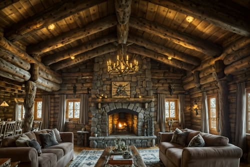 photo from pinterest of ski chalet-style interior designed (exhibition space interior) . with exposed construction beams and hanging wall elk antler and stone fireplace and decorative carving and mouldings and ski-themed decor and layered textiles and rustic and wooden logs. . cinematic photo, highly detailed, cinematic lighting, ultra-detailed, ultrarealistic, photorealism, 8k. trending on pinterest. ski chalet interior design style. masterpiece, cinematic light, ultrarealistic+, photorealistic+, 8k, raw photo, realistic, sharp focus on eyes, (symmetrical eyes), (intact eyes), hyperrealistic, highest quality, best quality, , highly detailed, masterpiece, best quality, extremely detailed 8k wallpaper, masterpiece, best quality, ultra-detailed, best shadow, detailed background, detailed face, detailed eyes, high contrast, best illumination, detailed face, dulux, caustic, dynamic angle, detailed glow. dramatic lighting. highly detailed, insanely detailed hair, symmetrical, intricate details, professionally retouched, 8k high definition. strong bokeh. award winning photo.