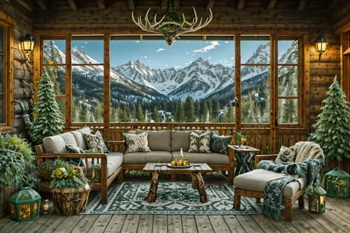 photo from pinterest of ski chalet-style designed (outdoor garden ) with garden tree and grass and garden plants and garden tree. . with ski-themed decor and hanging wall elk antler and exposed wood and window with mountain views and richly patterned fabrics and animal furs and layered textiles and animal motifs. . cinematic photo, highly detailed, cinematic lighting, ultra-detailed, ultrarealistic, photorealism, 8k. trending on pinterest. ski chalet design style. masterpiece, cinematic light, ultrarealistic+, photorealistic+, 8k, raw photo, realistic, sharp focus on eyes, (symmetrical eyes), (intact eyes), hyperrealistic, highest quality, best quality, , highly detailed, masterpiece, best quality, extremely detailed 8k wallpaper, masterpiece, best quality, ultra-detailed, best shadow, detailed background, detailed face, detailed eyes, high contrast, best illumination, detailed face, dulux, caustic, dynamic angle, detailed glow. dramatic lighting. highly detailed, insanely detailed hair, symmetrical, intricate details, professionally retouched, 8k high definition. strong bokeh. award winning photo.