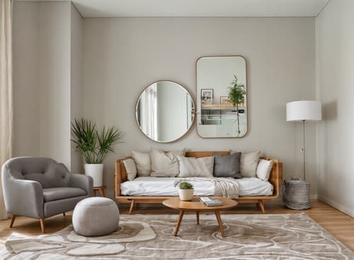 Photo from Pinterest of Modern-style interior designed (bedroom interior) With bedside table or night stand and plant and accent chair and mirror and headboard and bed and dresser closet and storage bench or ottoman. . With Simple, Clean Lines and Simplistic Furniture and Practicality and Functionality and Neutral Walls and Textures and Open and Natural Lighting and Natural Materials and Elements and Simple, Clean Lines and Simplistic Furniture. . Cinematic photo, highly detailed, cinematic lighting, ultra-detailed, ultrarealistic, photorealism, 8k. Trending on Pinterest. Modern interior design style